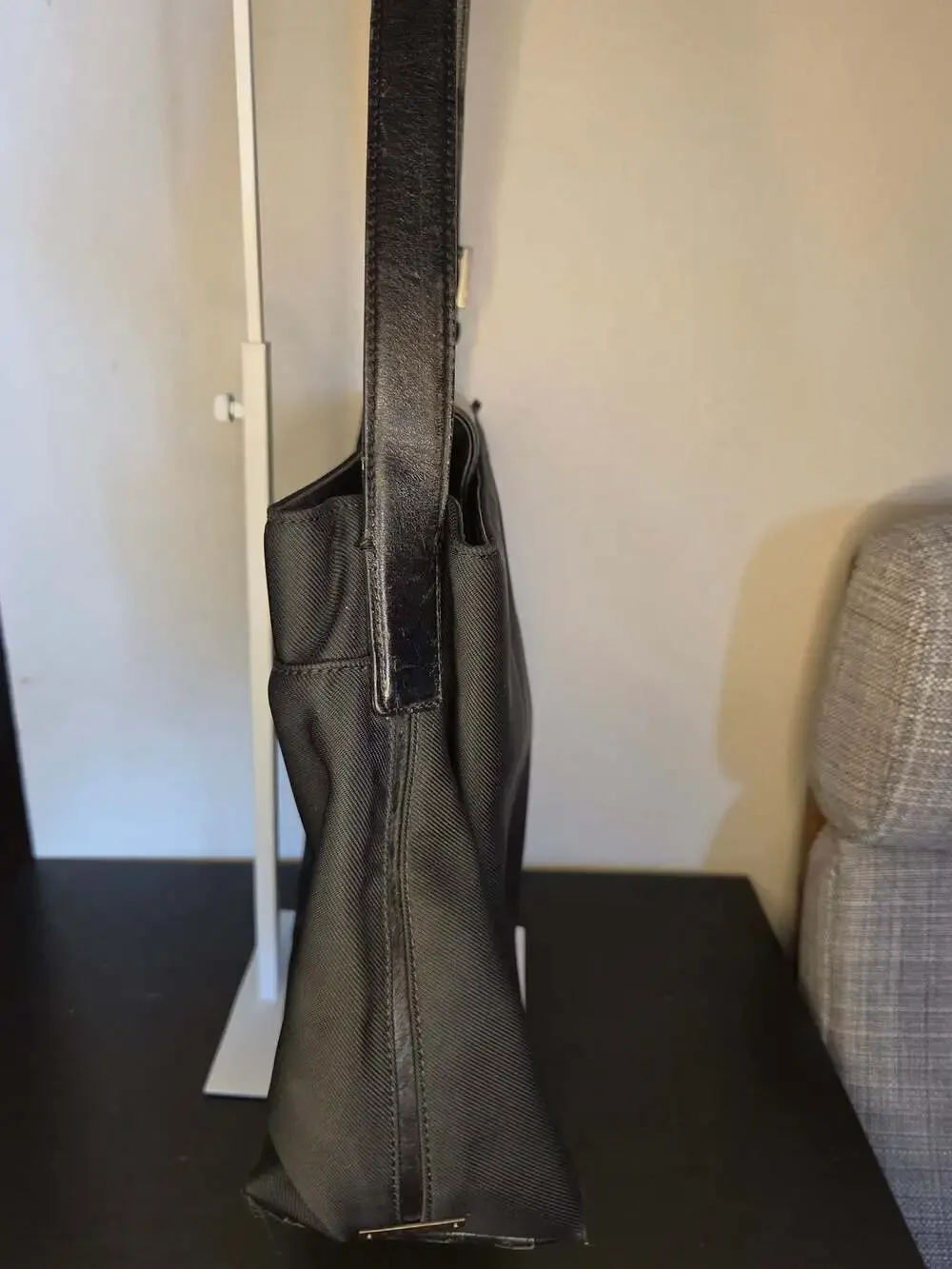 Vintage Coach G9K-7412 Black Nylon and Leather Shoulder Bag